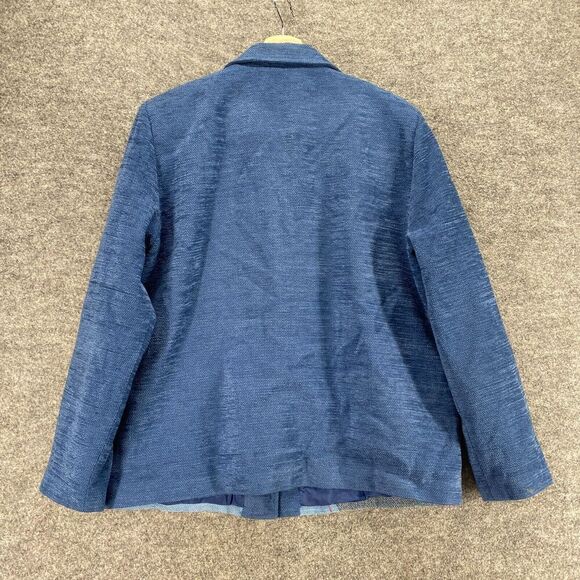Alfred Dunner Jacket Women 16 Plus Blue Geometric Button Up Collared Long Sleeve - Picture 2 of 7